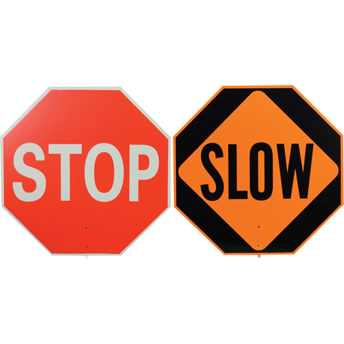 Double-Sided "Stop/Slow" Traffic Control Sign, Plastic, Bolt-On Northern Industrial Supply Inc.