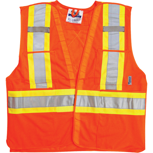 Vestes de s&eacute;curit&eacute; pour la circulation, Orange haute visibilit&eacute;, Grand/T-Grand, Polyester Northern Industrial Supply Inc.
