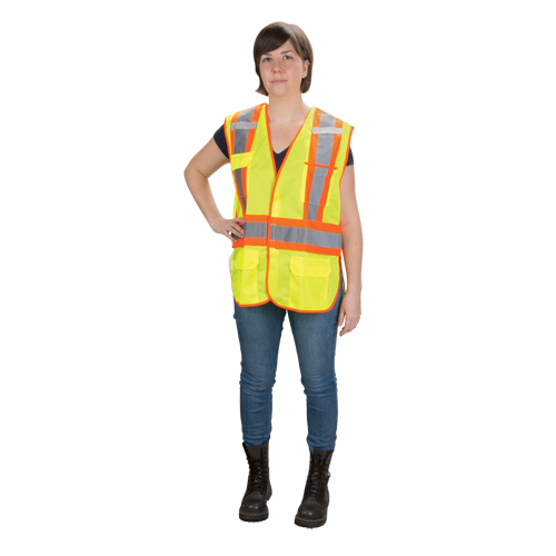 Veste d'arpenteur haute visibilit&eacute;, conforme &agrave; la CSA, Jaune lime haute visibilit&eacute;, Moyen, Polyester Northern Industrial Supply Inc.