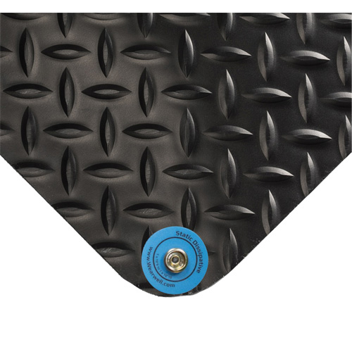 Electrically Conductive Mat No.786, 3' W x 5' L x 15/16" T, PVC, Diamond, Black Northern Industrial Supply Inc.
