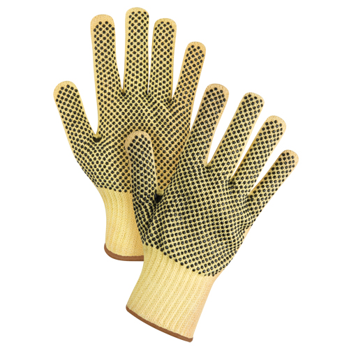Gants tricot&eacute;s deux c&ocirc;t&eacute;s, sans couture, &agrave; pois, Taille Grand/9, Calibre 7, Rev&ecirc;tement PVC, Enveloppe en Kevlar, ASTM ANSI niveau A2/EN 388 niveau 3 Northern Industrial Supply Inc.