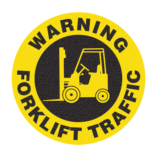 "Warning Forklift Traffic" Floor Sign, Adhesive, English with Pictogram Northern Industrial Supply Inc.