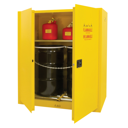 Vertical Drum Storage Cabinet, 110 US gal. Cap., 2 Drums, Yellow Northern Industrial Supply Inc.