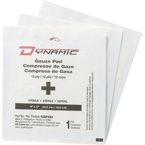 Dynamic Gauze, Pad, 4" L x 4" W, Sterile, Medical Device Class 1 Northern Industrial Supply Inc.
