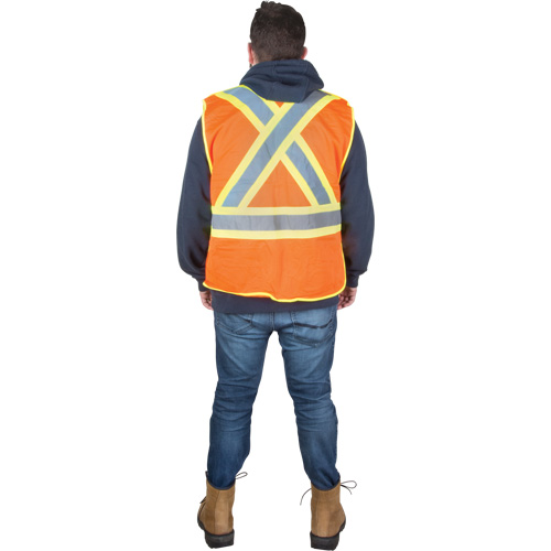 Veste d'arpenteur r&eacute;sistante aux flammes, Orange haute visibilit&eacute;, Moyen, Polyester Northern Industrial Supply Inc.