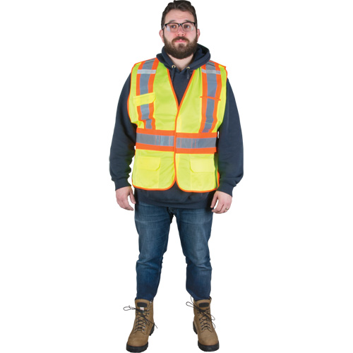 Veste d'arpenteur r&eacute;sistante aux flammes, Jaune lime haute visibilit&eacute;, Moyen, Polyester Northern Industrial Supply Inc.