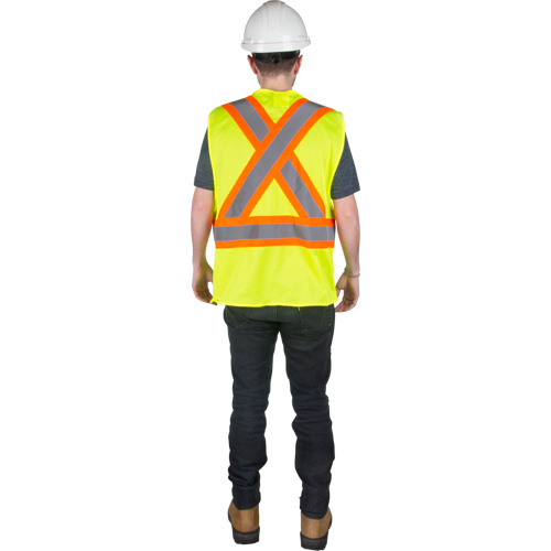 Traffic Safety Vest, High Visibility Lime-Yellow, Medium, Polyester Northern Industrial Supply Inc.
