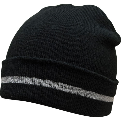 Bonnet en tricot avec bande r&eacute;fl&eacute;chissante argent&eacute;e, Taille unique, Noir Northern Industrial Supply Inc.