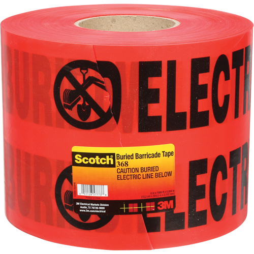 Scotch&reg; Buried Barricade Tape, English, 6" W x 1000' L, 4 mils, Black on Red Northern Industrial Supply Inc.