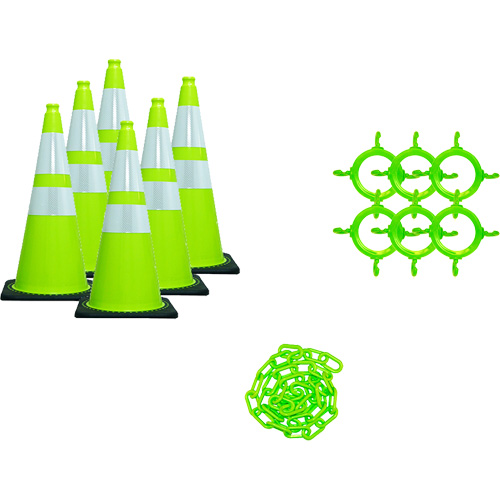 Traffic Cone & Chain Kit, 28", Green, 4" & 6" Reflective Collar(s) Northern Industrial Supply Inc.