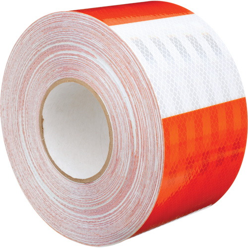 High Intensity Prismatic Grade Barricade Sheeting, 4" W x 150' L, 19 mils, Orange and White Northern Industrial Supply Inc.