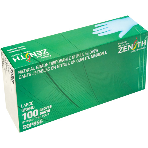 Puncture-Resistant Medical-Grade Disposable Gloves, Large, Nitrile, 3.5-mil, Powder-Free, Blue, Class 2 Northern Industrial Supply Inc.