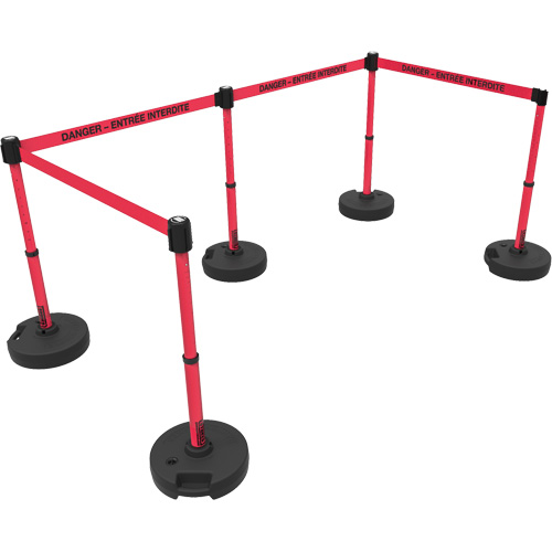 Ensemble de montants pour barri&egrave;re Plus, Plastique, 42" h, Ruban Rouge, Longueur du ruban 15' Northern Industrial Supply Inc.