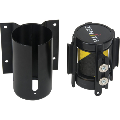Wall Mount Barrier with Magnetic Tape, Steel, Screw Mount, 7', Black and Yellow Tape Northern Industrial Supply Inc.