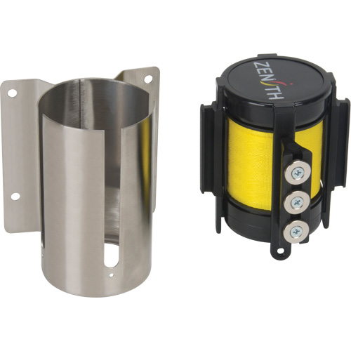 Wall Mount Barrier with Magnetic Tape, Steel, Screw Mount, 12', Yellow Tape Northern Industrial Supply Inc.
