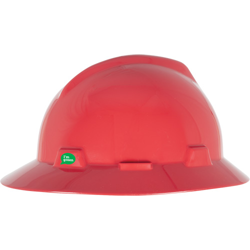 Casque de s&eacute;curit&eacute; &agrave; bord complet V-Gard GREEN avec fentes, R&eacute;pond aux normes CSA type 1, Suspension Rochet Northern Industrial Supply Inc.