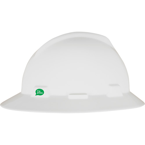 Casque de s&eacute;curit&eacute; &agrave; bord complet V-Gard GREEN avec fentes, R&eacute;pond aux normes CSA type 1, Suspension Rochet Northern Industrial Supply Inc.