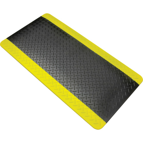 Tapis antifatigue, Losange, 1-2/3' x 3-1/4' x 3/4", Noir/Jaune, Polyur&eacute;thane Northern Industrial Supply Inc.