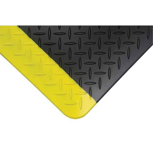 Tapis antifatigue, Losange, 1-2/3' x 3-1/4' x 3/4", Noir/Jaune, Polyur&eacute;thane Northern Industrial Supply Inc.
