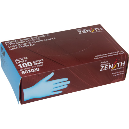 Gants tactiles jetables de calibre m&eacute;dical, Petit, Nitrile/vinyle, 4,5 mils, Sans poudre, Bleu, Classe 2 Northern Industrial Supply Inc.