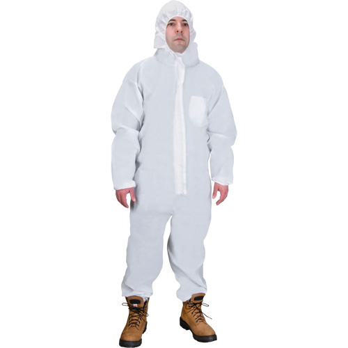 Hooded Coveralls, Medium, White, SMS Northern Industrial Supply Inc.