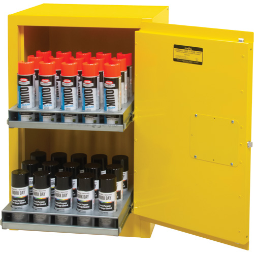 Flammable Aerosol Storage Cabinet, 12 gal., 1 Door, 23" W x 35" H x 18" D Northern Industrial Supply Inc.