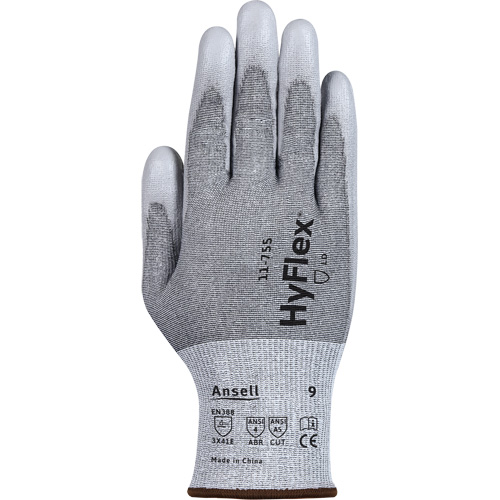 Gants r&eacute;sistants aux coupures 11-755  Hyflex, Taille 6, Calibre 18, Rev&ecirc;tement Polyur&eacute;thane, Enveloppe en Polyester/PEHP/Tungst&egrave;ne/Spandex, ASTM ANSI niveau A5/EN 388 niveau E Northern Industrial Supply Inc.