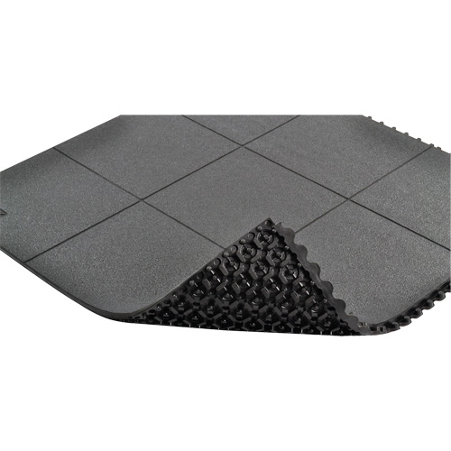 Tapis antifatigue &agrave; imbrication Cushion-Ease, Rugueux, 3' x 3' x 3/4", Noir, Caoutchouc naturel Northern Industrial Supply Inc.