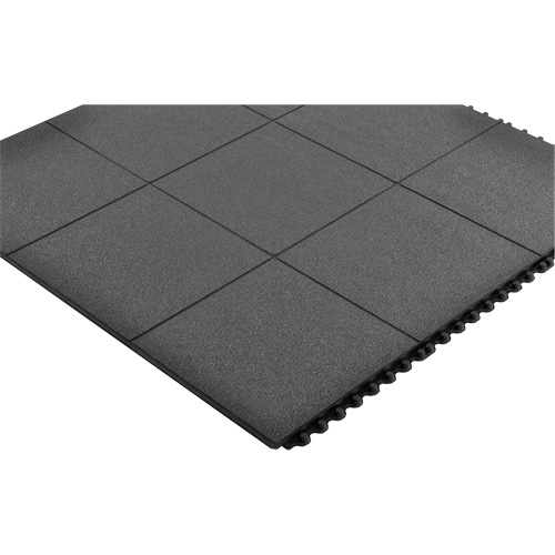 Tapis antifatigue &agrave; imbrication Cushion-Ease, Rugueux, 3' x 3' x 3/4", Noir, Caoutchouc naturel Northern Industrial Supply Inc.
