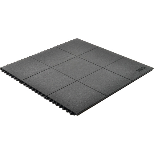 Tapis antifatigue &agrave; imbrication Cushion-Ease, Rugueux, 3' x 3' x 3/4", Noir, Caoutchouc naturel Northern Industrial Supply Inc.