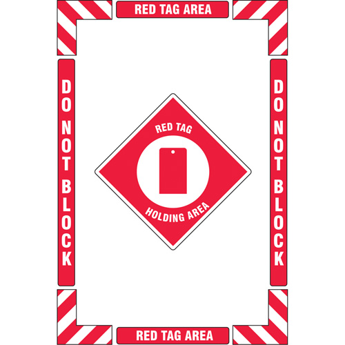 "Red Tag Holding Area" Floor Marking Kit, Adhesive, English with Pictogram Northern Industrial Supply Inc.