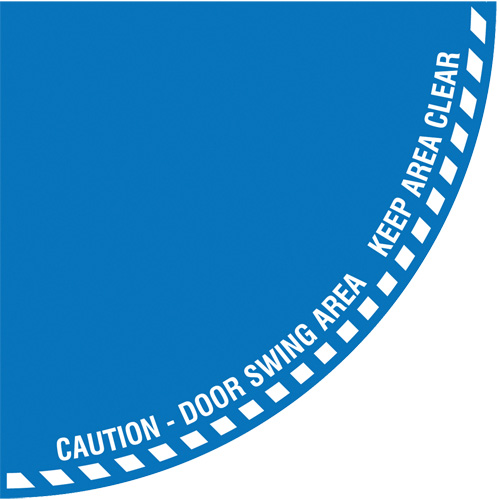 "Caution" Quarter Circle Swing Door Floor Sign, Adhesive, English with Pictogram Northern Industrial Supply Inc.