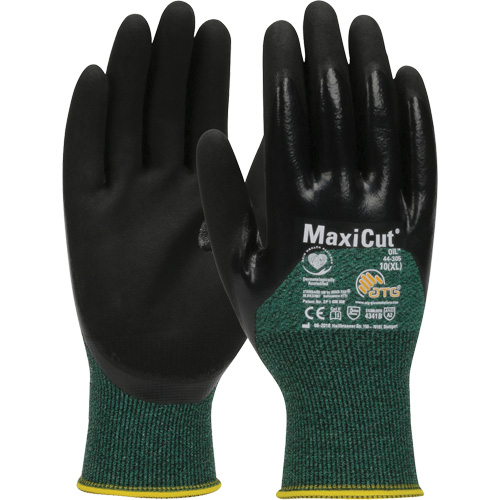 Gants r&eacute;sistants aux coupures dans un milieu de travail huileux ATG MaxiCut, Taille Grand, Calibre 15, Rev&ecirc;tement Nitrile, Enveloppe en Fil technique, ASTM ANSI niveau A2/EN 388 niveau 3/EN 388 niveau B Northern Industrial Supply Inc.