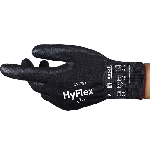 Gants r&eacute;sistant aux coupures Hyflex 11-757, Taille 8, Calibre 18, Rev&ecirc;tement Polyur&eacute;thane, Enveloppe en Intercept, ASTM ANSI niveau A7/EN 388 niveau F Northern Industrial Supply Inc.