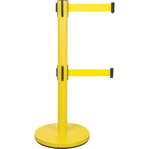 Barri&egrave;re pour le contr&ocirc;le des foules &agrave; courroie double, Acier, 35" h, Ruban Jaune, Longueur du ruban 7' Northern Industrial Supply Inc.