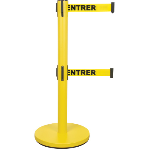 Dual Belt Crowd Control Barrier, Steel, 35" H, Yellow Tape, 7' Tape Length Northern Industrial Supply Inc.