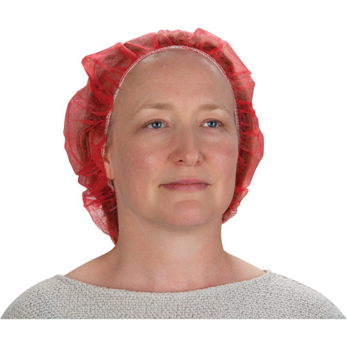 Bouffant Caps, Polypropylene, 21", Red Northern Industrial Supply Inc.
