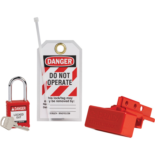 BatteryBlock Forklift Power Connector Lockout with Nylon Safety Padlock, Electrical Kit, 3 Components Northern Industrial Supply Inc.