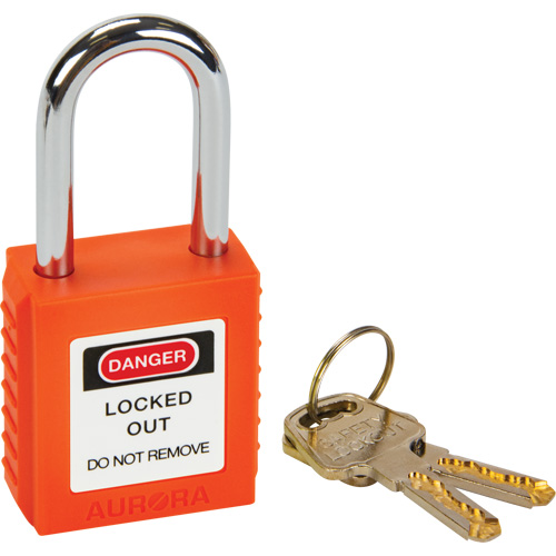 Verrou de s&eacute;curit&eacute;, Orange, Cl&eacute;s diff&eacute;rentes, Thermoplastique, Largeur de 1-1/2" Northern Industrial Supply Inc.