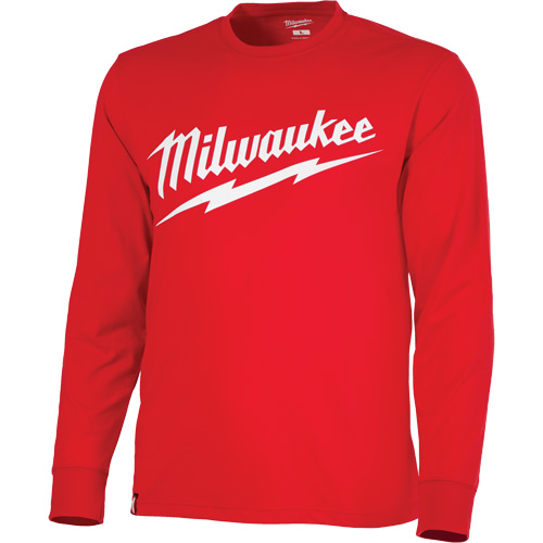 Chandail &agrave; manches longues tr&egrave;s r&eacute;sistant avec logo Milwaukee, Hommes, Petit, Rouge Northern Industrial Supply Inc.