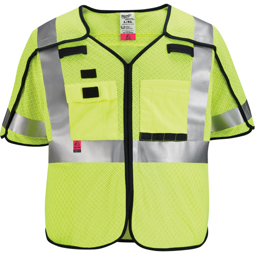 Gilet de s&eacute;curit&eacute; &agrave; maille d&eacute;tachable, Noir/Jaune lime haute visibilit&eacute;, Moyen/Petit Northern Industrial Supply Inc.