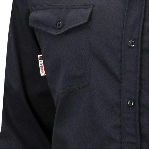 7742 FR-Tech&reg; Flame-Resistant Safety Shirt, Small, Navy Blue Northern Industrial Supply Inc.
