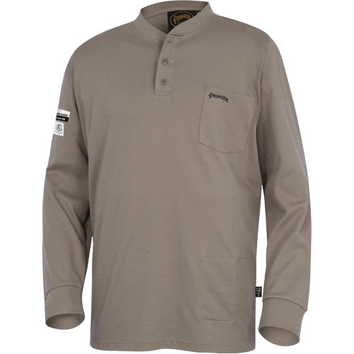 331 Chandail Henley en tricot interlock ignifuge, Petit, Beige Northern Industrial Supply Inc.