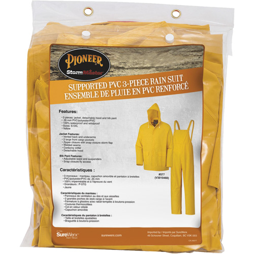 577 V&ecirc;tements imperm&eacute;ables 3 morceaux, Polyester/PVC, 6T-Grand, Jaune Northern Industrial Supply Inc.