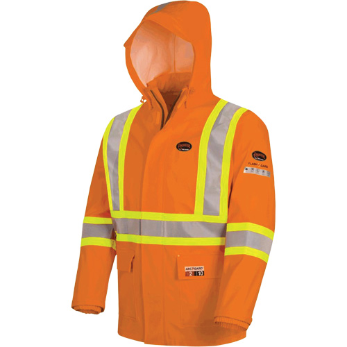 5880 Manteau de pluie ignifuge et protection contre les &eacute;clats d'arc &eacute;lectrique, T-petit, Orange haute visibilit&eacute;, 10 cal/cm² Northern Industrial Supply Inc.