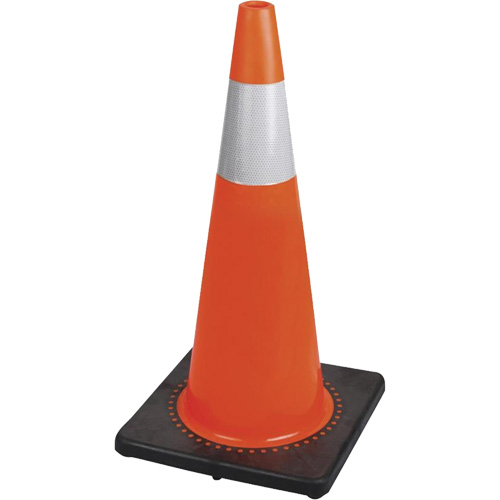 183N C&ocirc;ne de s&eacute;curit&eacute; flexible de premi&egrave;re qualit&eacute;, 28", Orange, Bande(s) r&eacute;fl&eacute;chissante(s) 4" Northern Industrial Supply Inc.