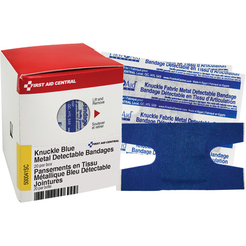 Knuckle Blue Detectable Bandages, Knuckle, Fabric Metal Detectable, Sterile Northern Industrial Supply Inc.