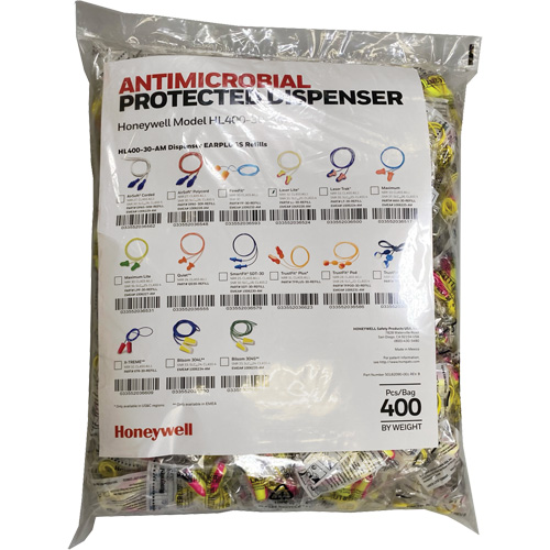 Recharge de bouchons doreille LL-30 pour le distributeur HL400, Vrac - Sac en poly, Avec cordon Northern Industrial Supply Inc.