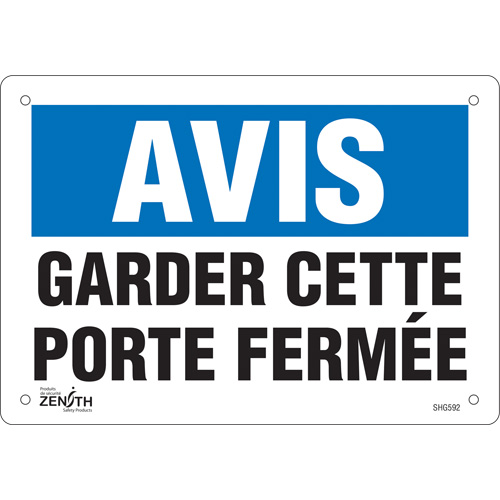 "Porte ferm&eacute;e" Sign, 7" x 10", Vinyl, French Northern Industrial Supply Inc.