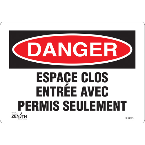 Enseigne  Espace clos , 7" x 10", Vinyle, Français Northern Industrial Supply Inc.